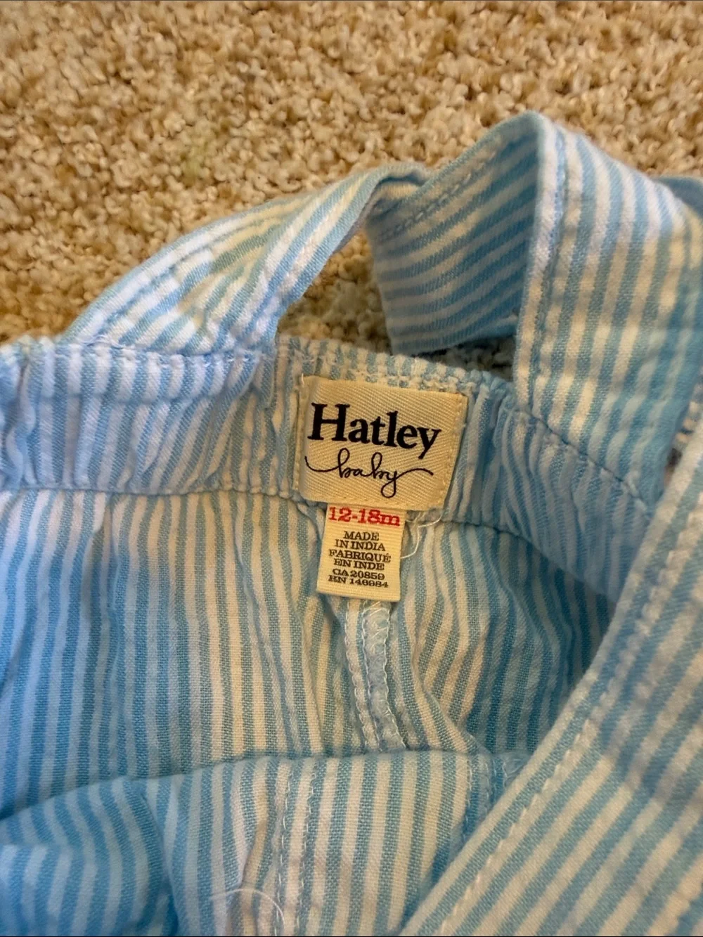 Hatley Light Blue & White Striped Baby Overalls